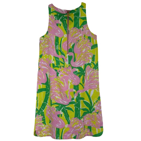 Lilly Pulitzer Sleeveless Dress Flamingo Pink Green Size XL 14-16 - Picture 8 of 17